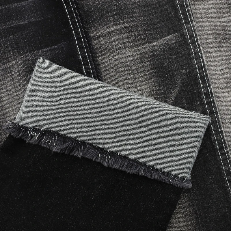 Factory direct black color cotton polyester spandex stretch denim jean fabric wholesale