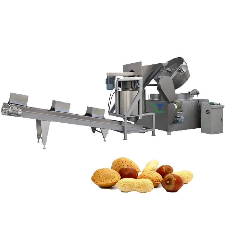 Gas Or Electric Heating Automatic Peanuts Seeds Almond Roaster Batch Frying Machine Frying Fried Chestnuts Nuts Machine