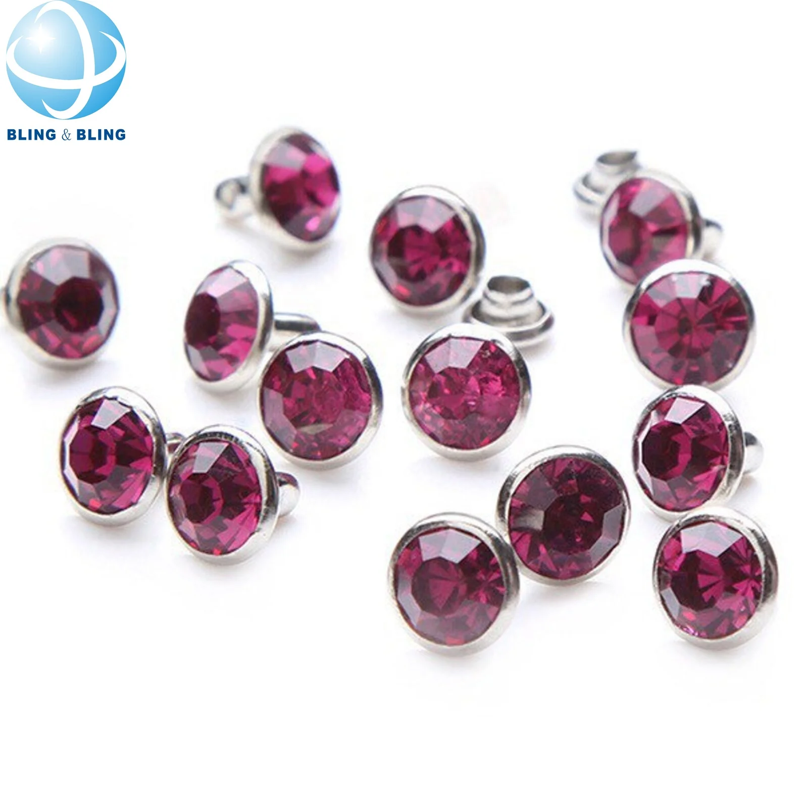 Hot Sell Custom 8mm 10mm 12mm Multi-colored  Crystal Rhinestone Snap Stud Rivets For Leather Crafts Garment Bag DIY Decor