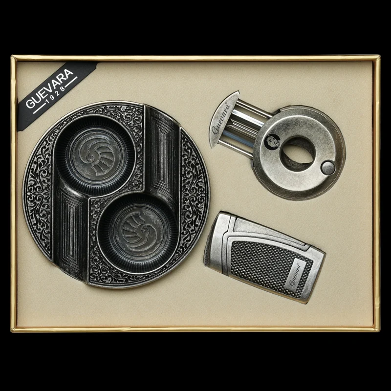 pure copper cigar smoking set antique copper cigar cutter ashtray and lighter set