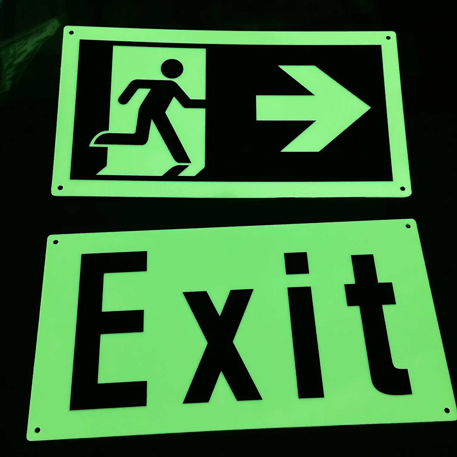 Glow in the dark exit signs no electricity or battery luminous safety fire exit sign emergency photoluminescent exit sign