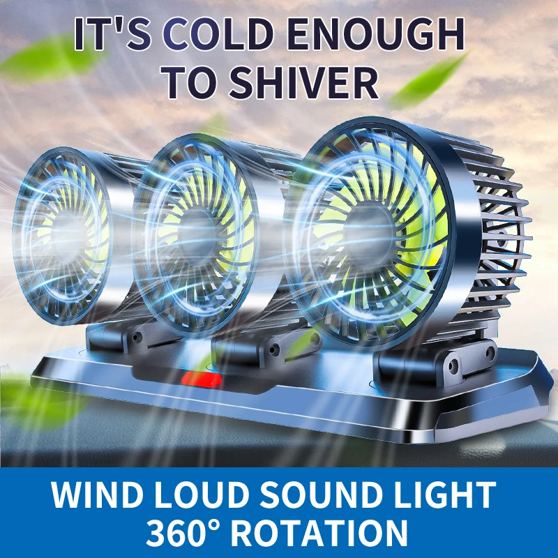 2-in-1 1 Heads Usb Portable Car Fan 5V/12V/24V Vehicle-mounted Rv Fan Cooling Fan with Variable Speed