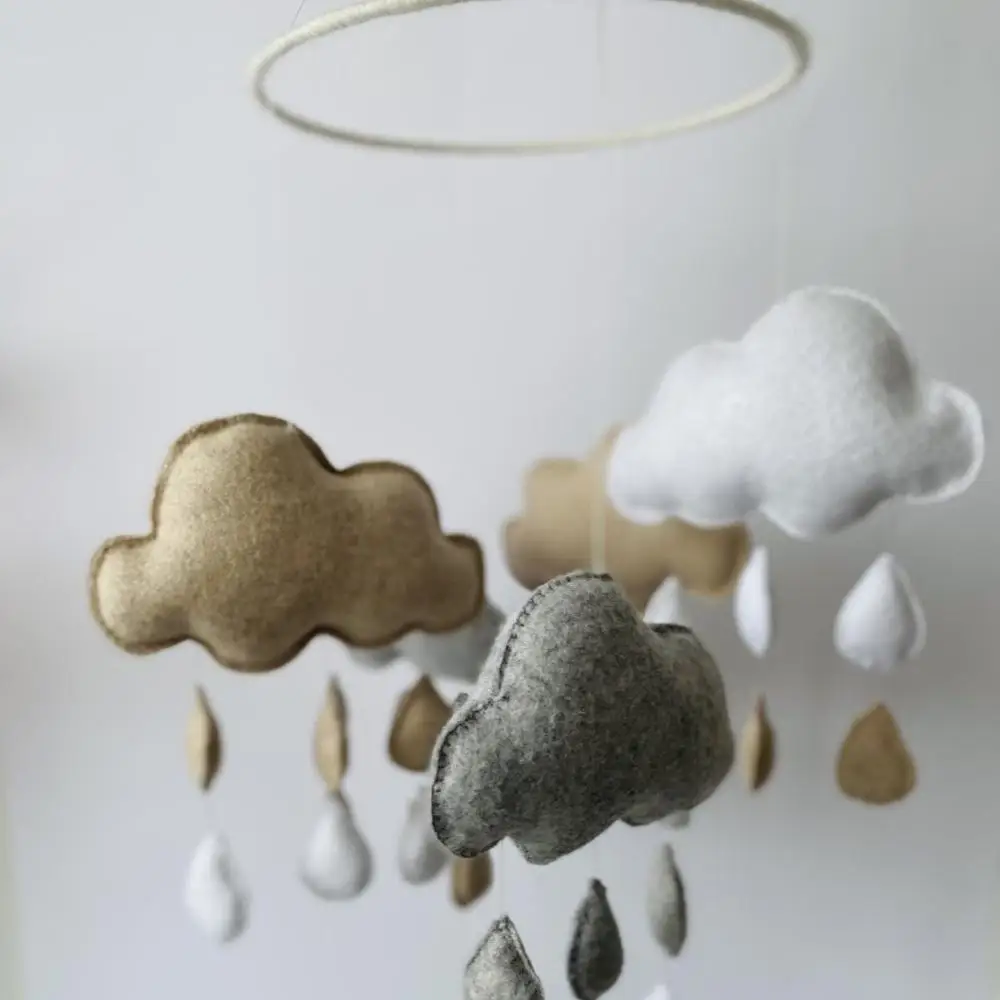 
Neutral gender newborn handmade monochrome ceiling scandi rust nature wooden frames felt nursery cloud baby mobile 