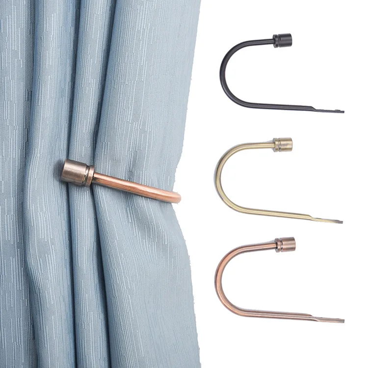 Decorative Wall Mounted Curtain Holdback U Shaped Hook Drapery Tiebacks Curtain Tieback Hook