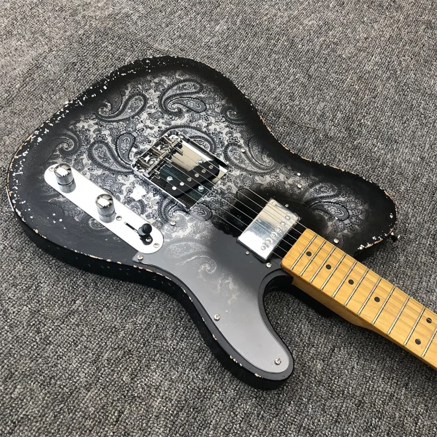 Paisley coral guitar relic electric guitar double coil pickup cow bone string pillow