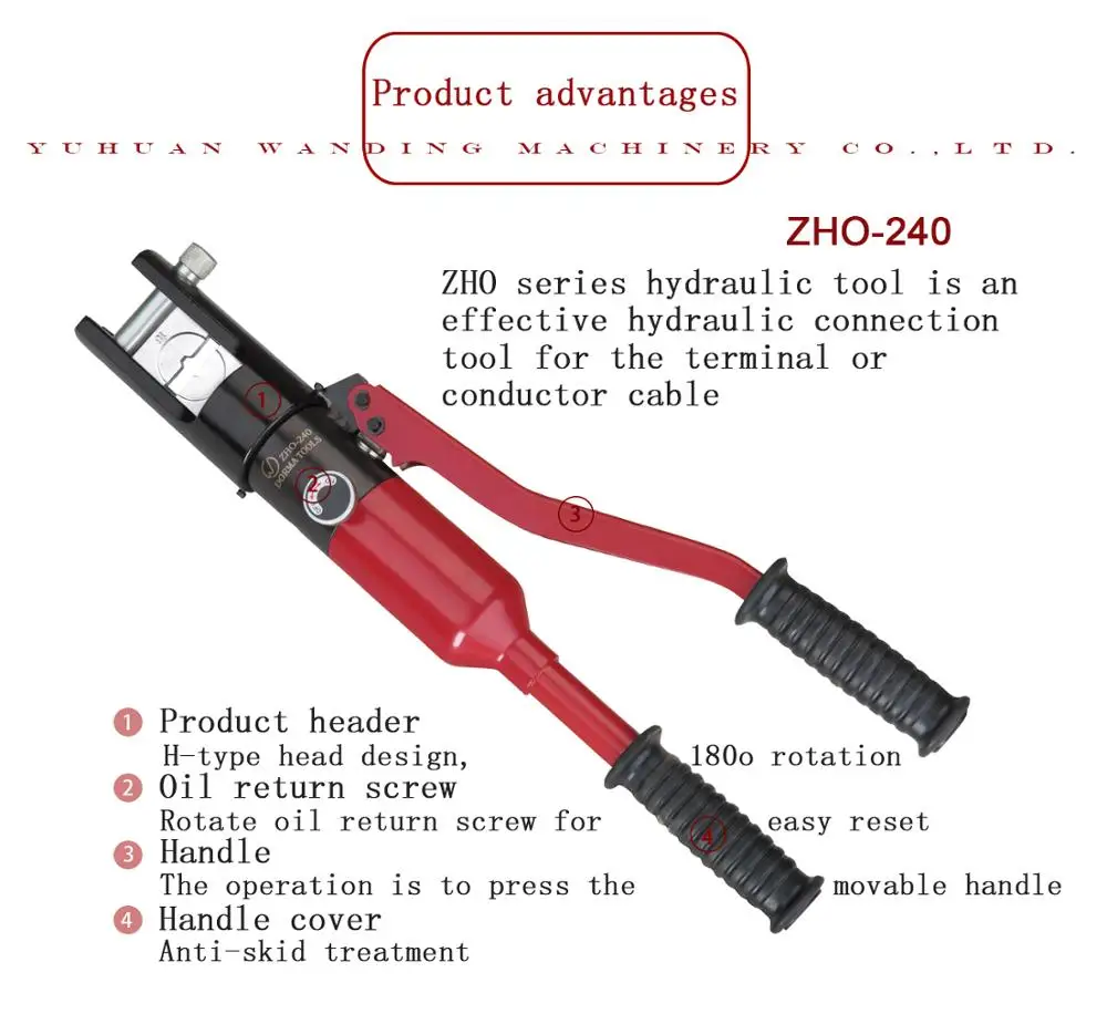 ZHO-240 Hydraulic wire rope terminal Crimping Tool 10-240MM2