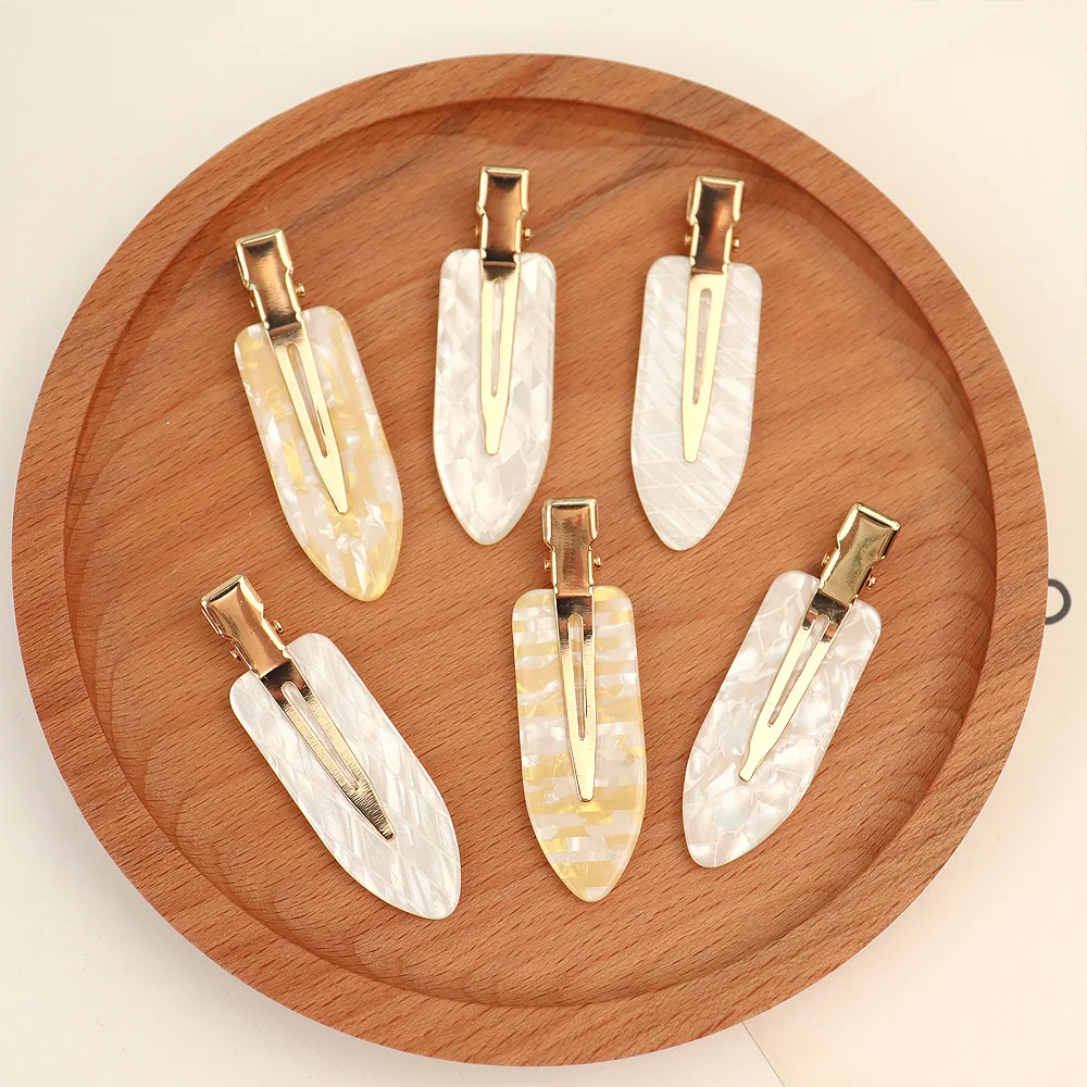 HC002D RTS Spot Hot Selling Tortoiseshell Acetate Metal Flat Hair Clip Korean Ripple Seamless Salon Hair Clip For Hairstyle