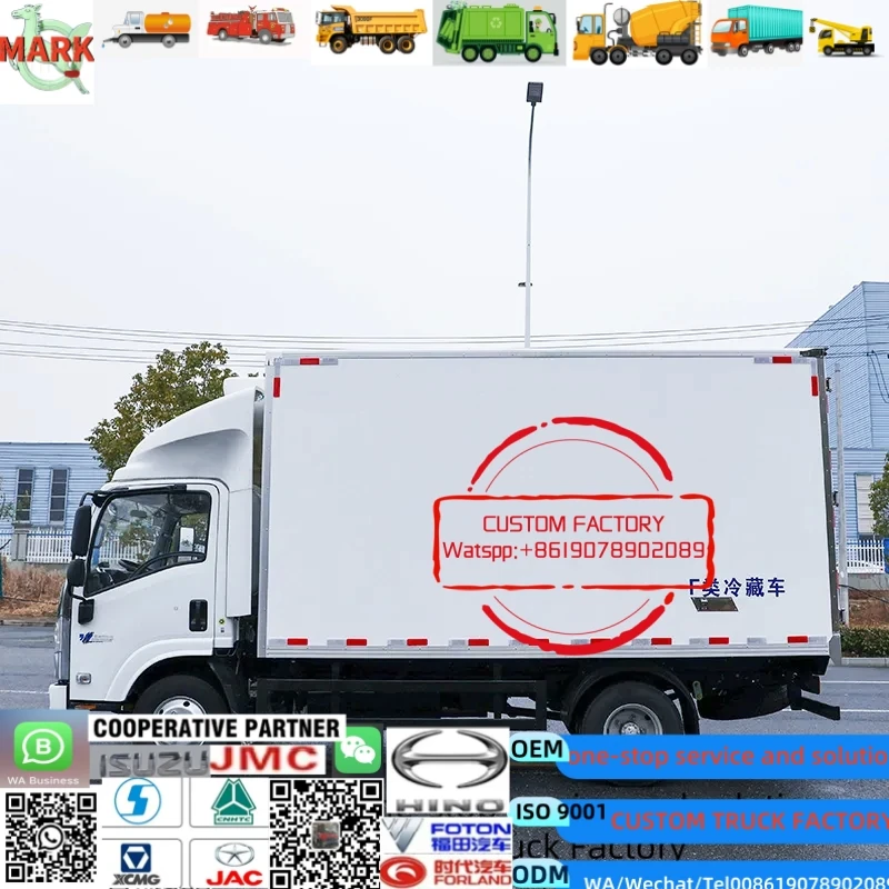 ISUZUU New Automatic  2 Tons Gasoline  Mini Refrigerated Truck Freezer Small Refrigerated Box Truck Price New Ice Cream Truck