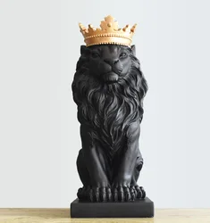 Wholesale Lion Crown Statue Lion Resin Ornament Resin Gold Crown Lion Statue
