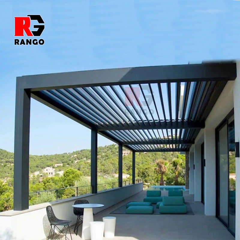 Install Easily Remote Control Pergola Outdoor Garden Buildings Gazebo Garden Bioclimatic Aluminium Pergola With Sun Screen