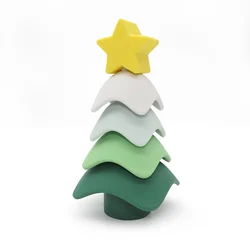 Factory supply rainbow stacking toy bpa free educational baby silicone stacker teething toy kids stacking toys