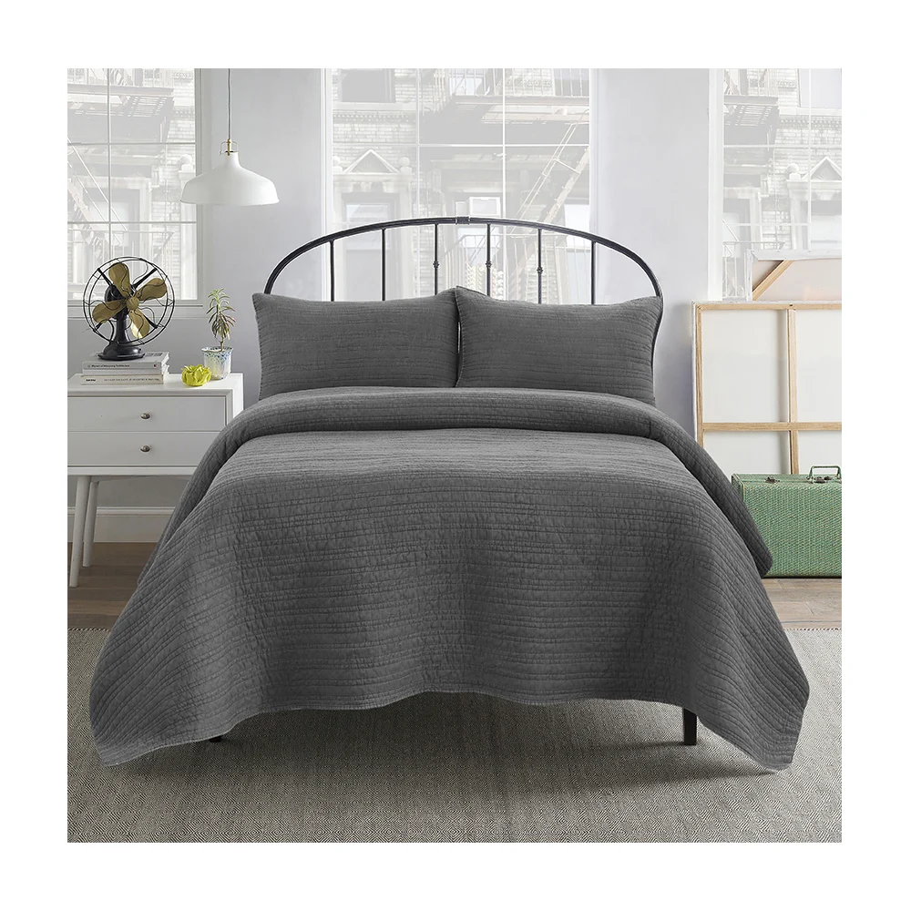 2024 Four Seasons Blue Polyester Super King Size Quilted Bedspreads Set for