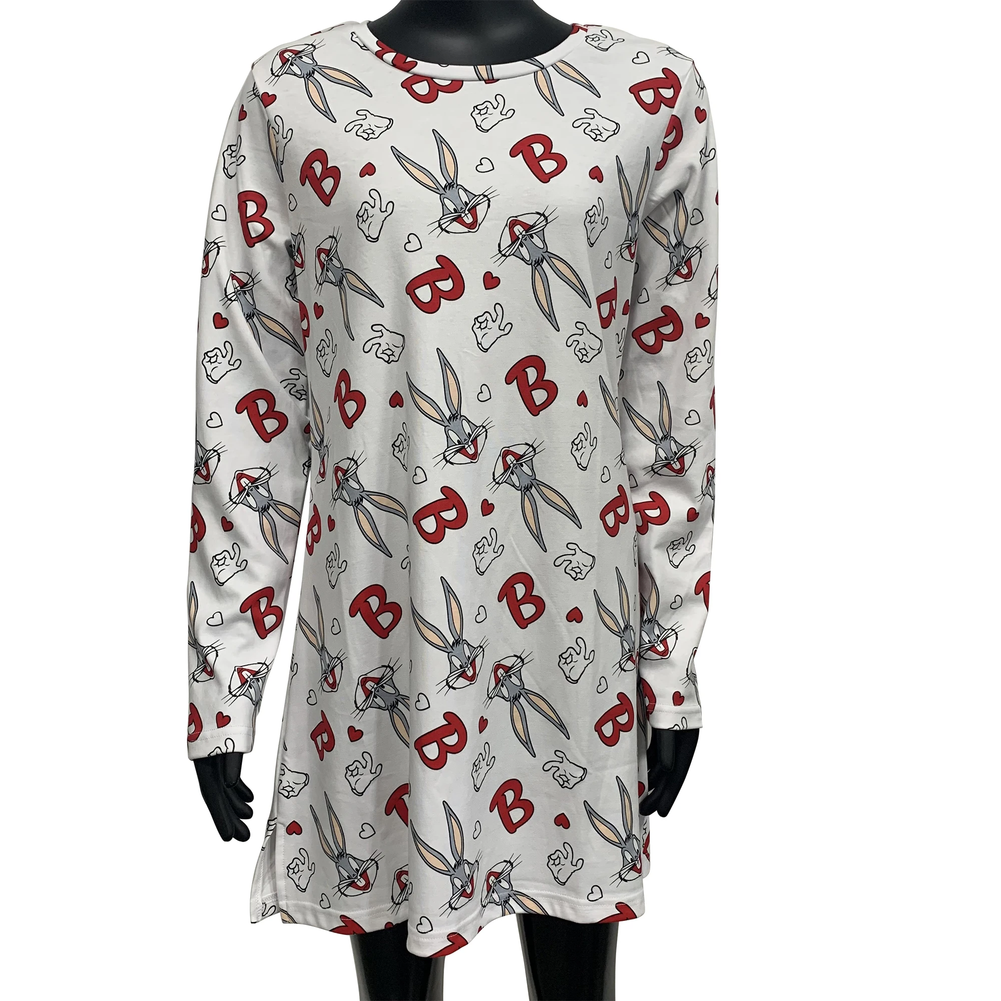 New Arrival Women Cartoon Characters Night Wear Sleepwear Pajamas Full Sleeve Long