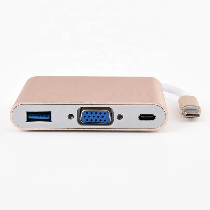 3-in-1 usb 2.0 usb 3 usb 3.0 hub Multiport Type-C to VGA Hub Converter