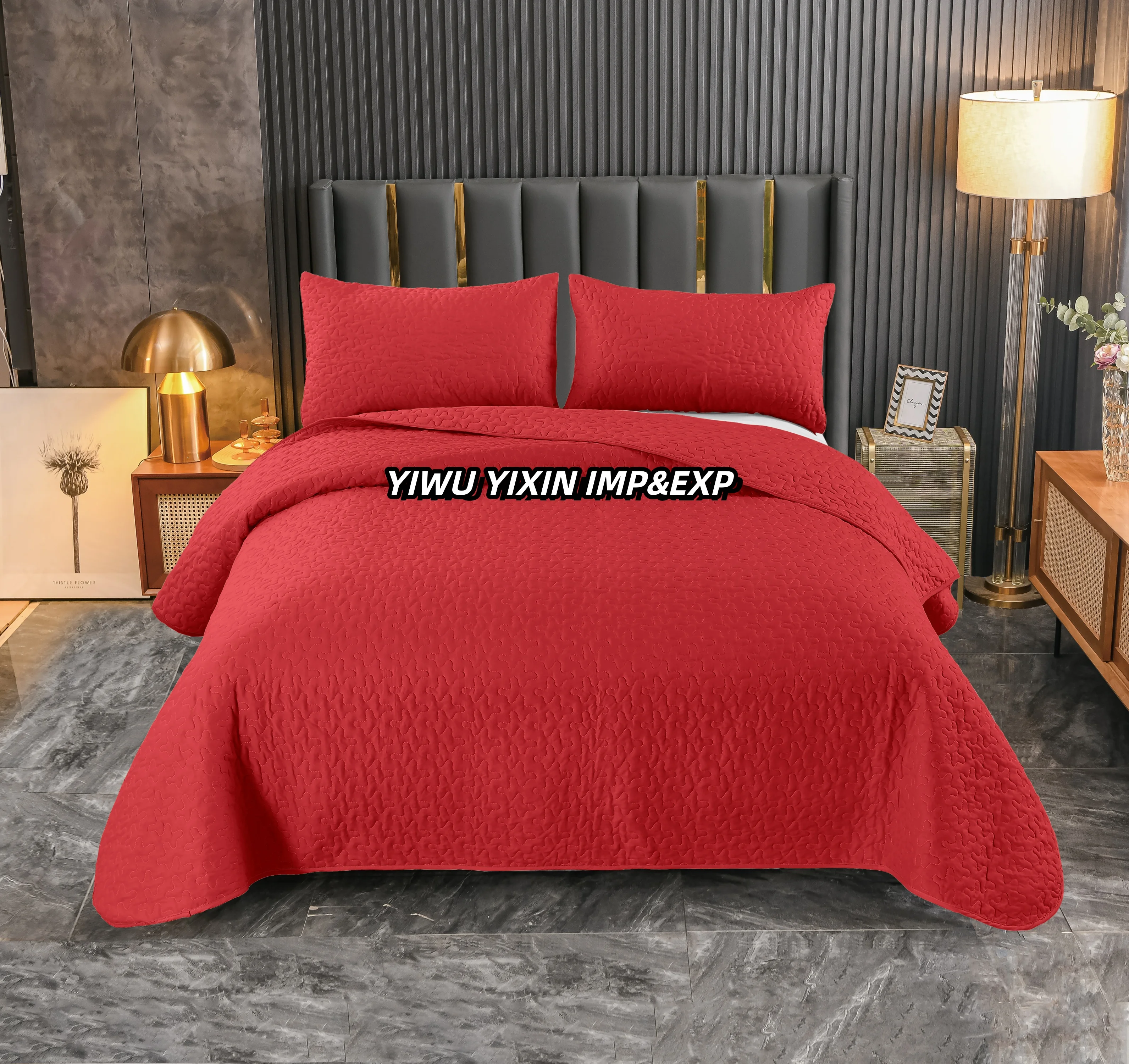 Factory Direct Quilted Bedspread on The Bed  3 PCS Cover Set of 2 PCS Pillow Case Cobertor Juego
