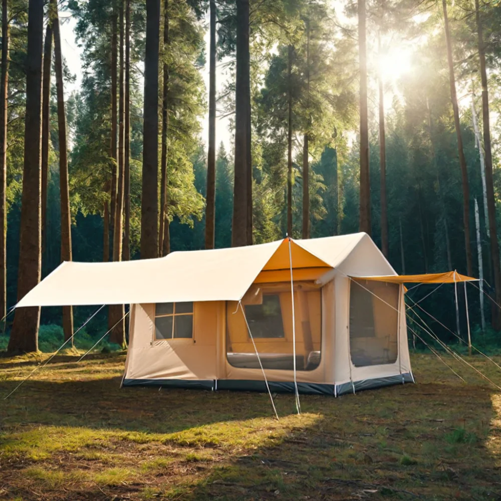 5-8 Person Large Blackout Waterproof Inflatable Cabin House Easy Setup Cotton Oxford Sun Shelter Adults Family Outdoor Camping