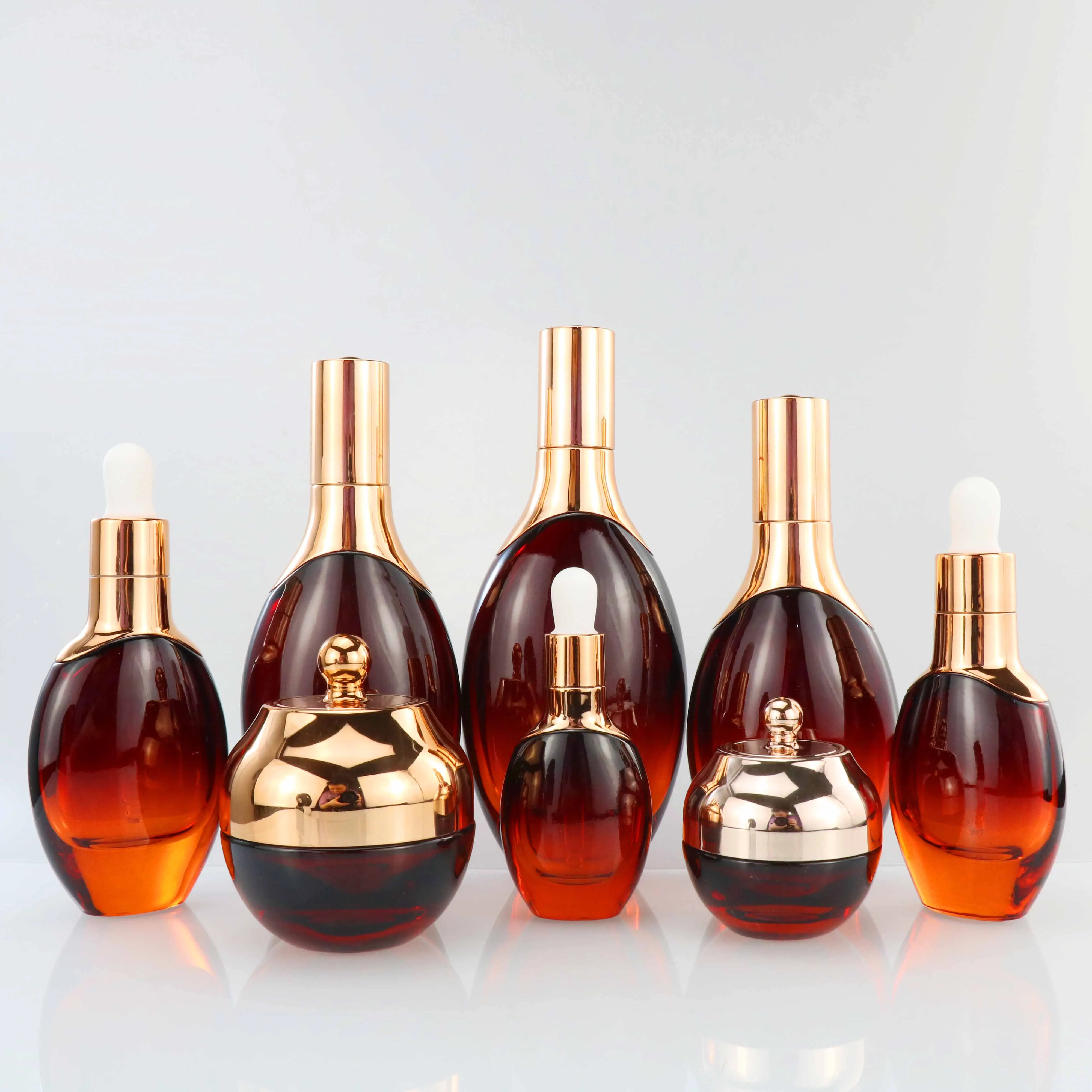 Luxury Red Glass Skin Care Packaging Bottle Cosmetic Body Cream Bottle with Dropper for Essential Oil