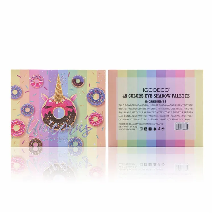 New Design Cute Cartoon Donut Macaron Eyeshadow 48 Colors Makeup High Pigmented Eyeshadow Palette