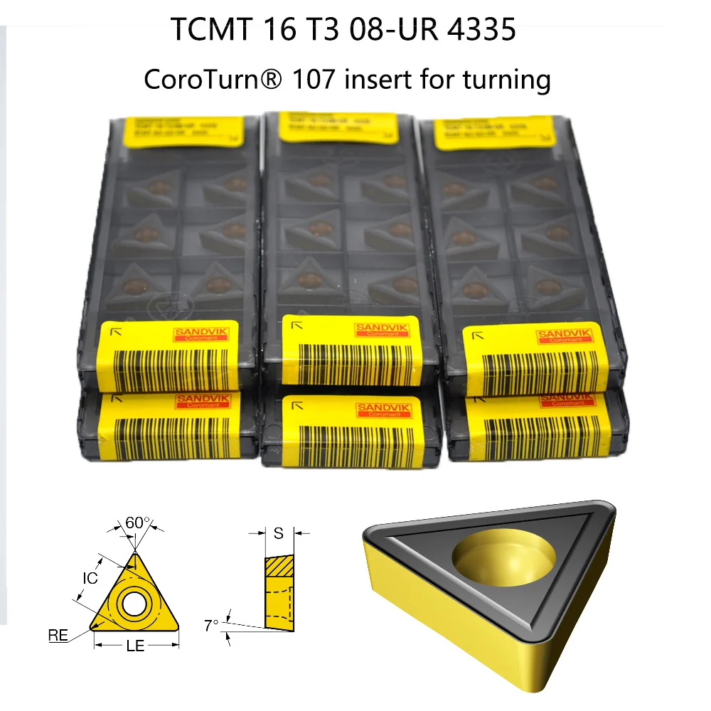 Sween Brand TCMT 16T308-UR Insert for Turning, Carbide, Triangle, Neutral Cut, 4335 Grade, Ti(C,N)+Al2O3+TiN ( Pack of 10 )