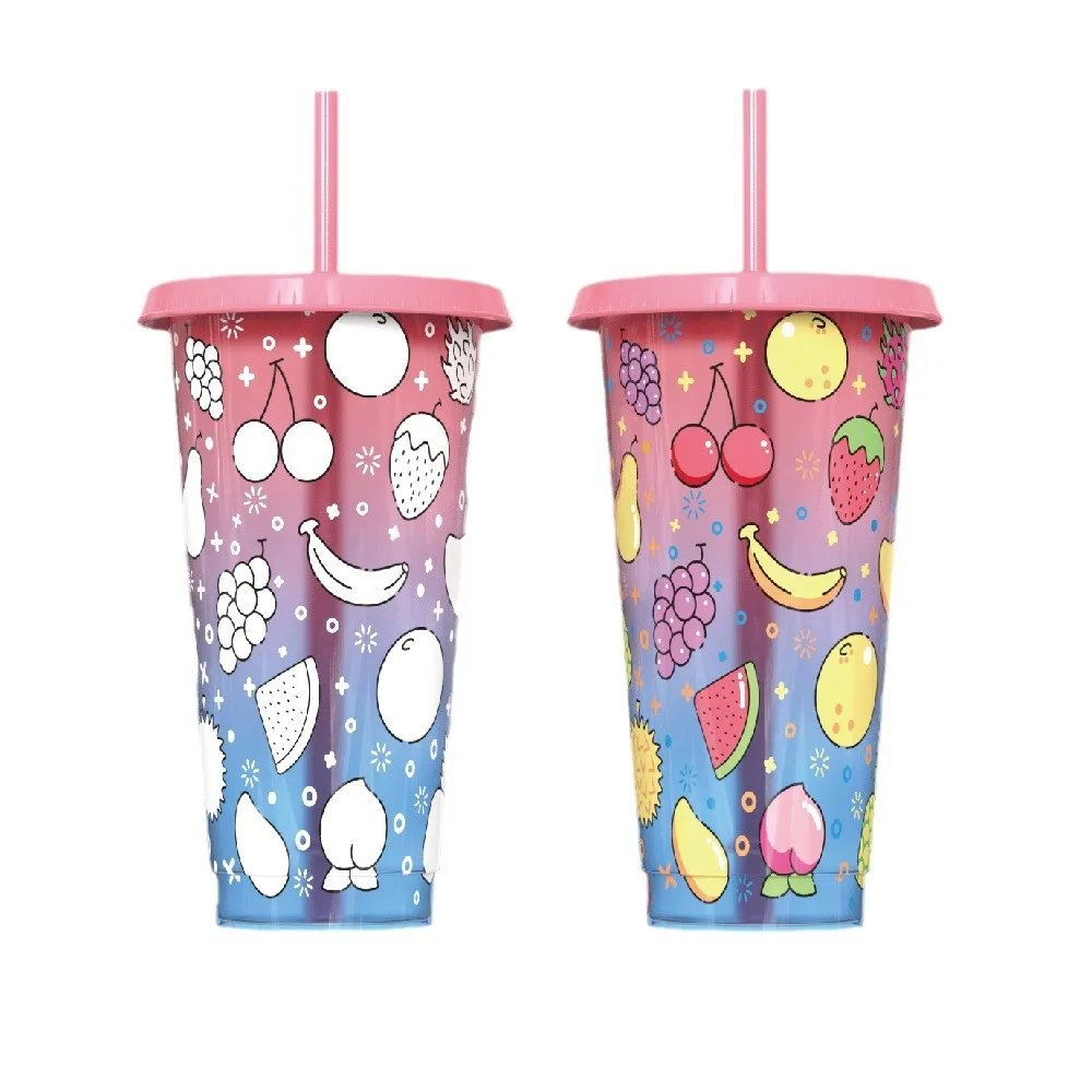 24oz Reusableplastic Coffee Mug reusable Plastic Coffee Cups hot Selling Color Changing Magic Mug Coffee Cups