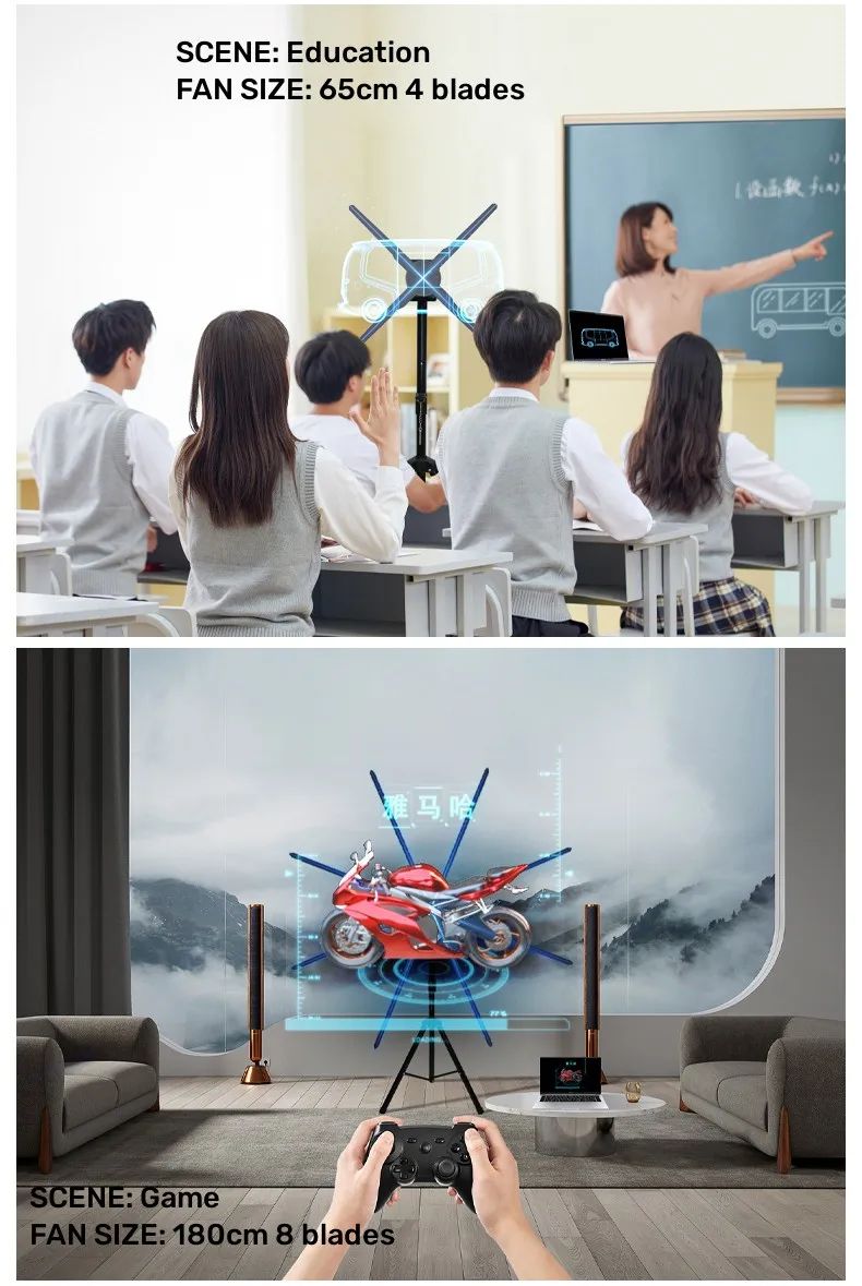 Best Computer HDMI-INPUT led hologram display screen 3d hologram fan 3d hologram fan led display HDMI-synchronization