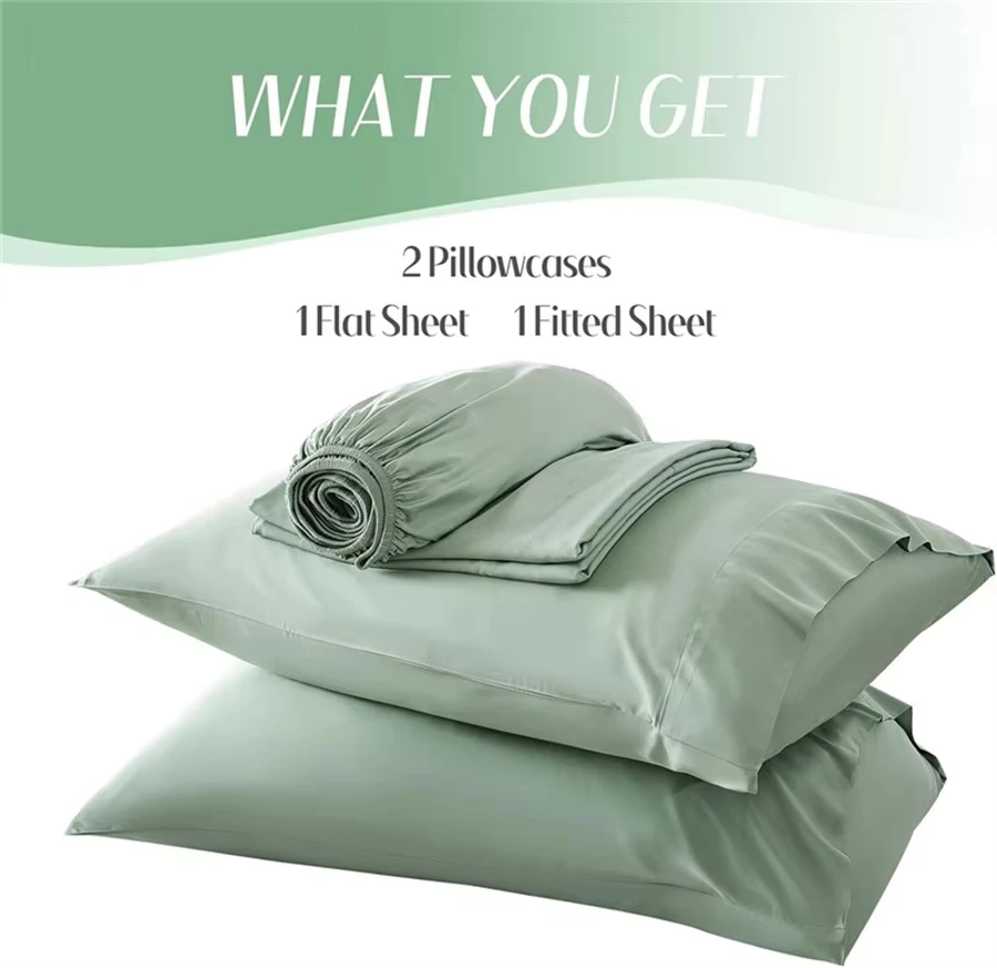100% Organic Bamboo Bed Sheet Set 4-6 Pieces Silky Bedding Sets Hotel Luxuriously Soft Fitted Sheet Flat Sheet Pillowcase