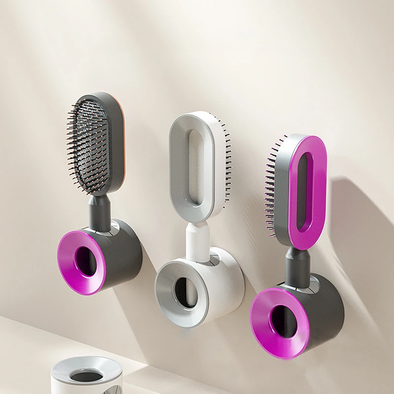 Amazon Top Rated OEM Plastic Vent Brush Self Clean Flexible Cushion Brush Long Hair Detangling Brush