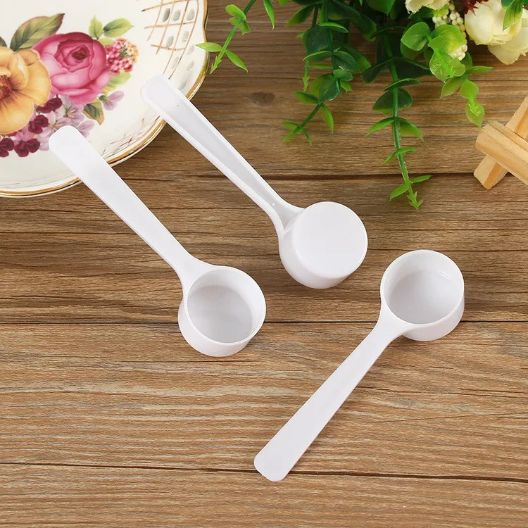 4g 8ml mini white clear plastic pp milk powder coffee tea mask cream round spoon medicine liquid spoon long handle