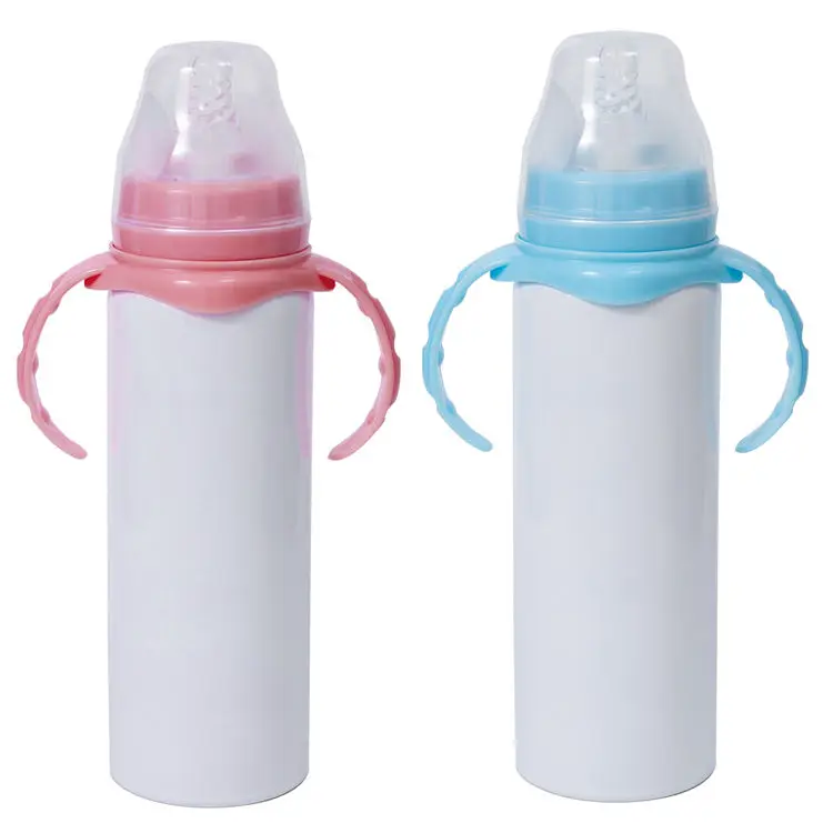 Hot sale 8oz feeding bottle baby tumblers stainless steel vacuum insulated silicone baby bottle