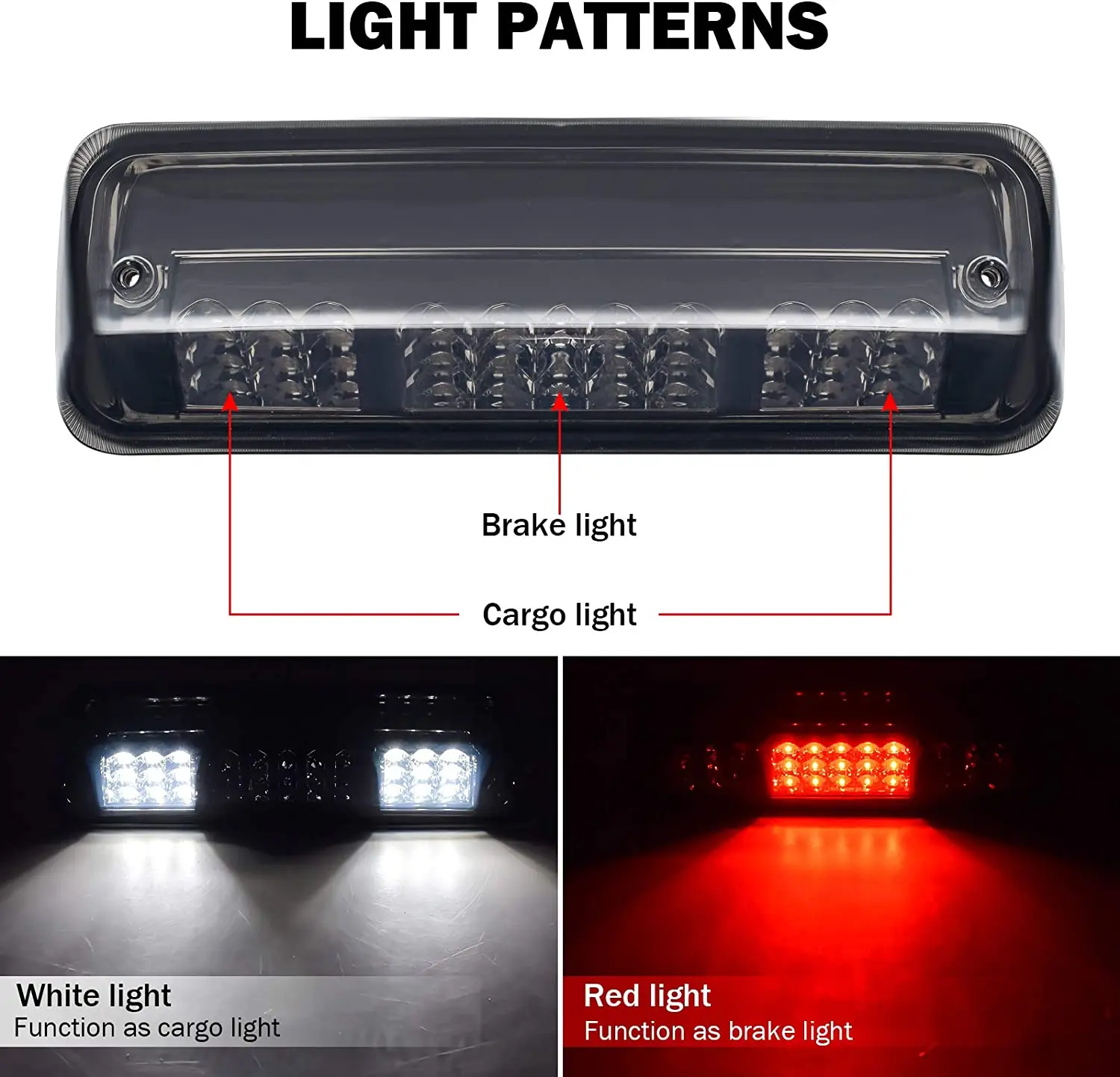High Mount Stop Light Fit for 2004-2008 F150  Explorer Smoke Housing Rear 3RD Brake Light