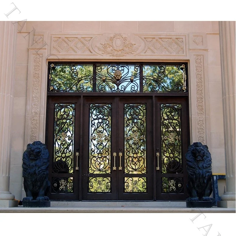 European custom front iron double door designs high quality apartment main entrance metal door