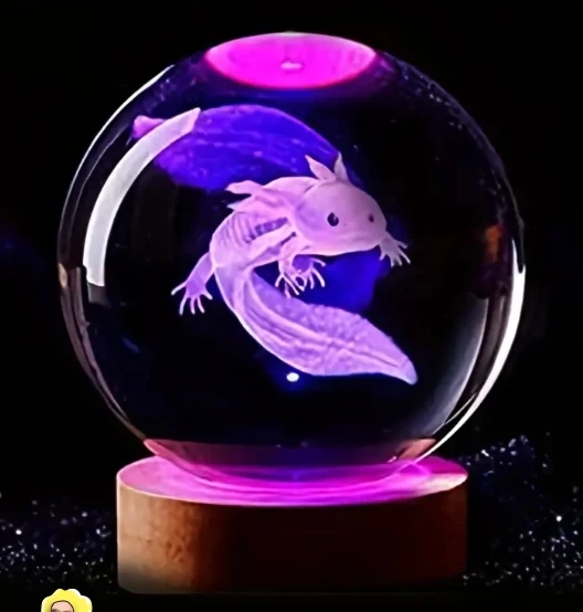 3D Axolotl Laser Engraved Crystal Ball Lamp Multi-coloured Night Light Glass Ball Living Room Bedroom crystal ball light
