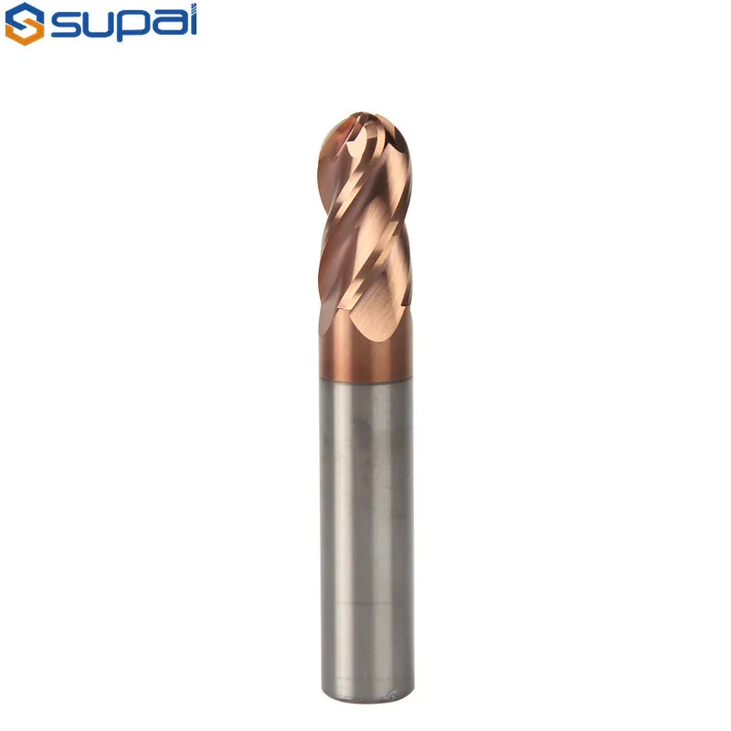 hrc55 4 flute carbide ball nose end mill, coated for cnc metal  wood working