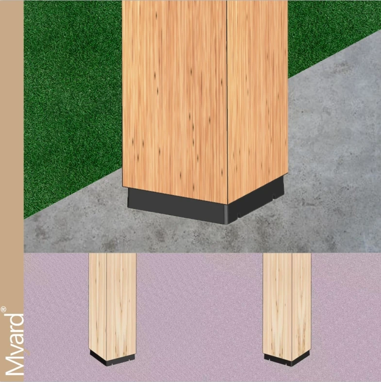 Myard Anti-UV Glass Fiber Nylon Post Base Plate For 4X4 Inches Wood Required 1 Inch Stand-Off From Concrete Ground