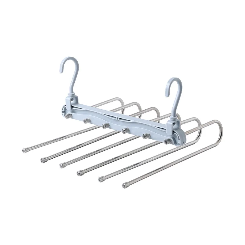 Multi-Layer Hanging Pants 5 in 1 Pants Rack Stainless Steel Pants Hangers Folding Storage Rack Space Saver Storage for Trousers
