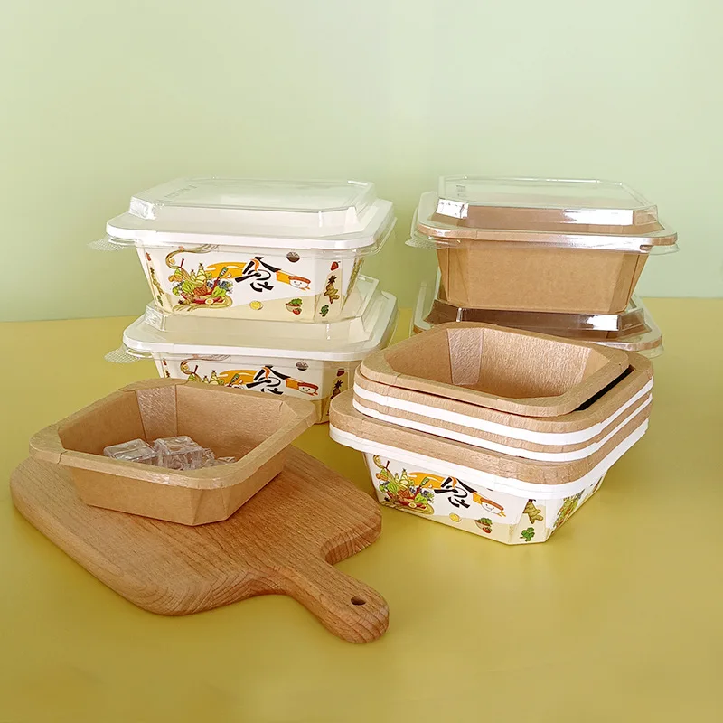 Octagonal Paper Bowl 32oz OEM Logo Print Service Windows Kraft Paper Bowls White Paper Bowl 1500ml