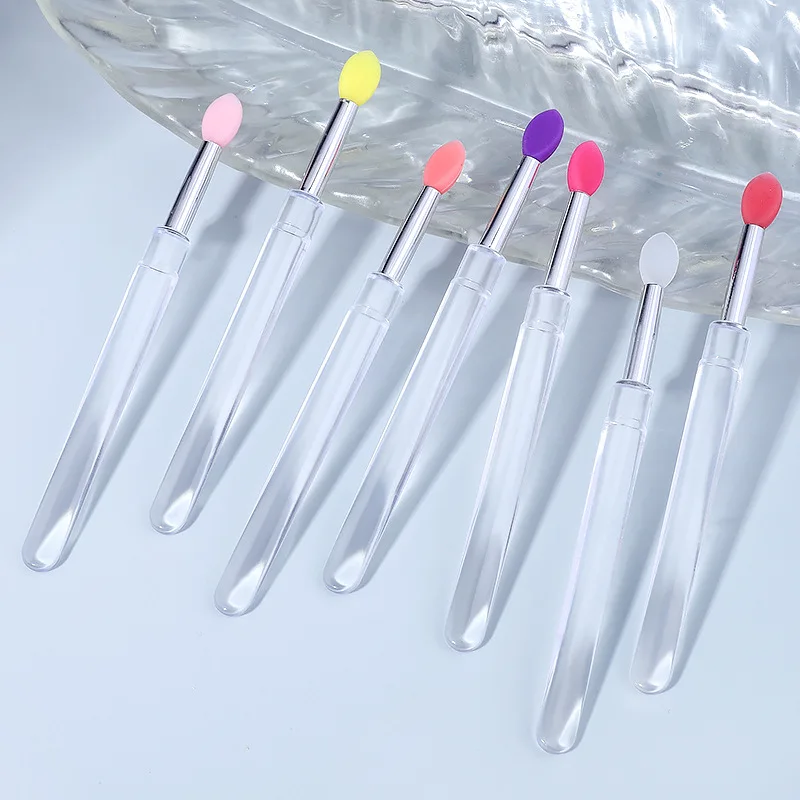 Reusable Chrome Glitter Mirror Powder Manicure Tool Pigment Silicone Nail Arts Brush Silicone Applicator Sticks