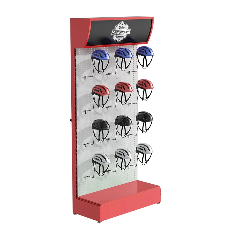 Small Order Accepted hat shelf display stand for helmet hat Pegboard display rack, retail store display rack with hooks