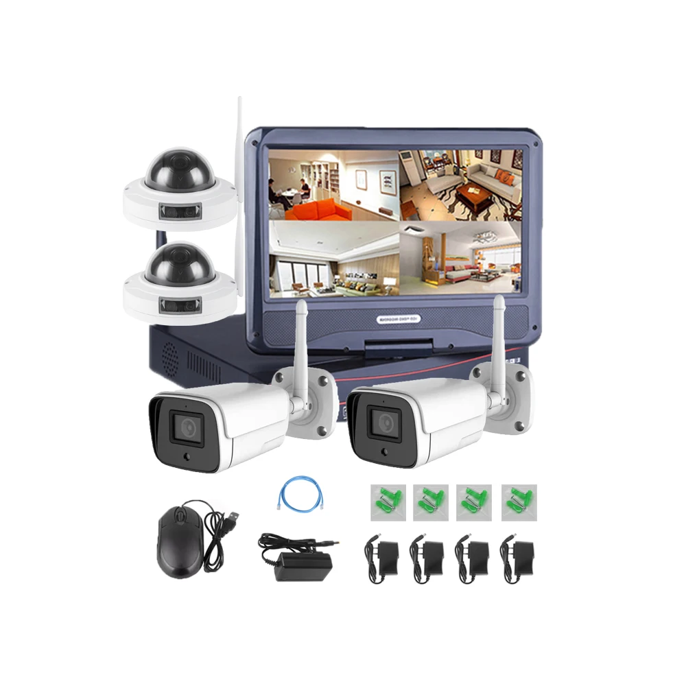 Wardmay NVR Kit 4CH кабельным телевидением беспроводным 4 камерная система безопасности камера системы беспроводной Wi-Fi ip камера с nvr kit