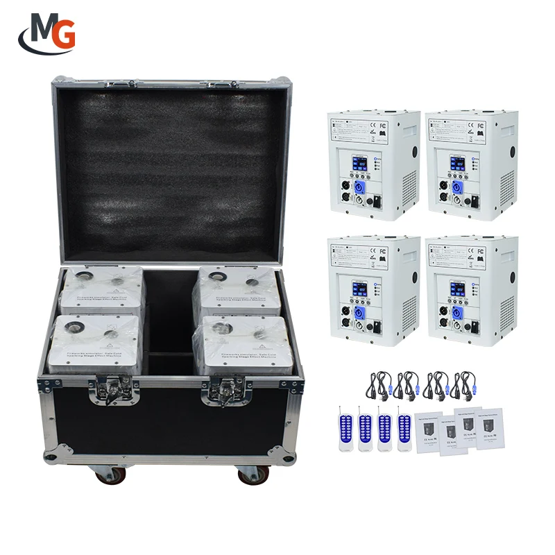 4pcs 750W Wireless Remote Control or DMX Control Cold Spark Wedding Electric Sparklers Fireworks Machine in Stage