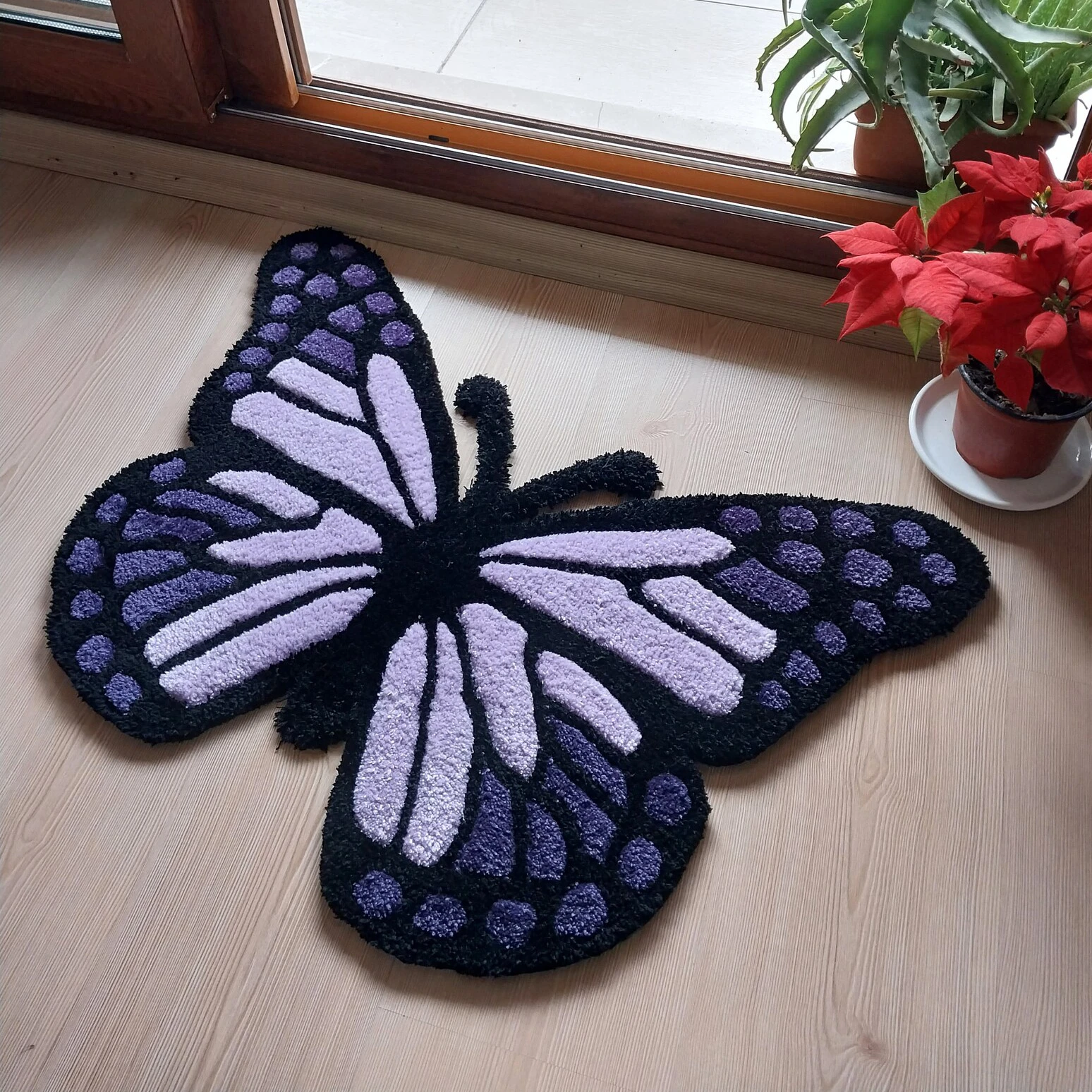 Pattern Tufted Area Rug Fluffy Floor Living Room Carpets Rugs Custom Colorful Butterfly Polyester Modern Rectangle Washable