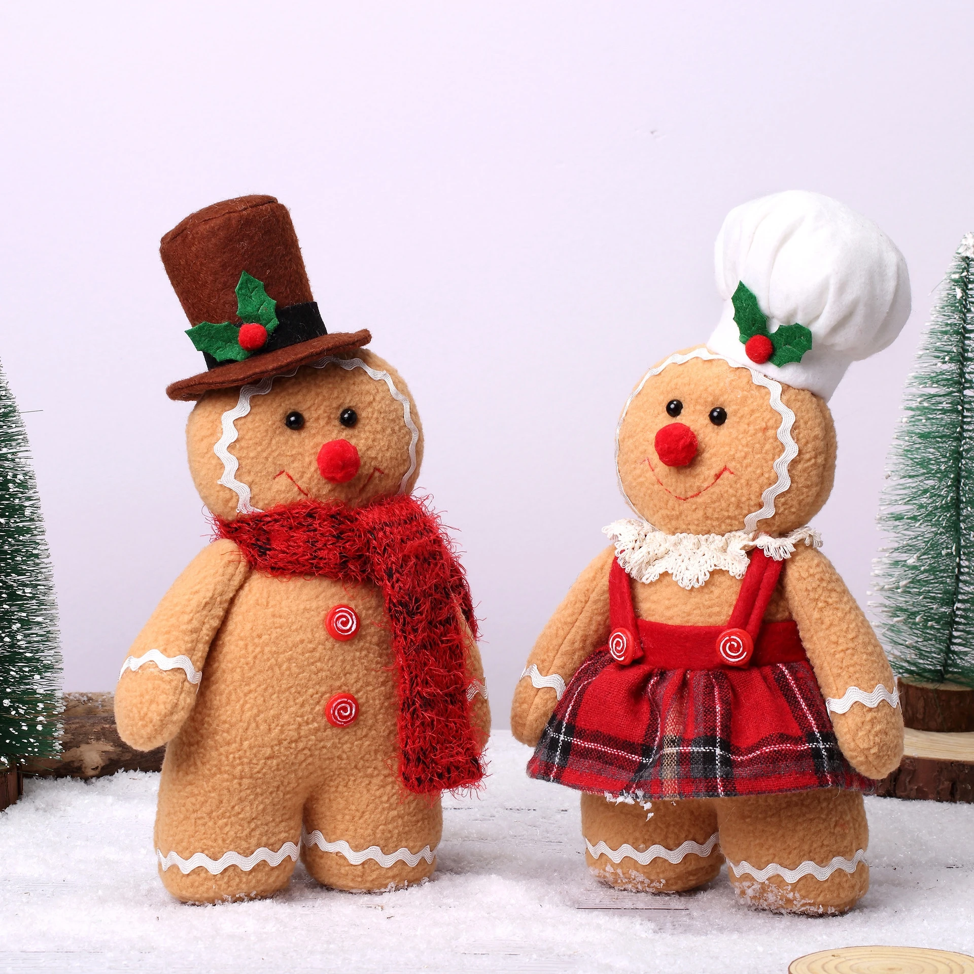 New Plush With Hat European American Gingerbread Stuffed Animal Toy Wool Dwarf Doll Christmas Decoration Pillow