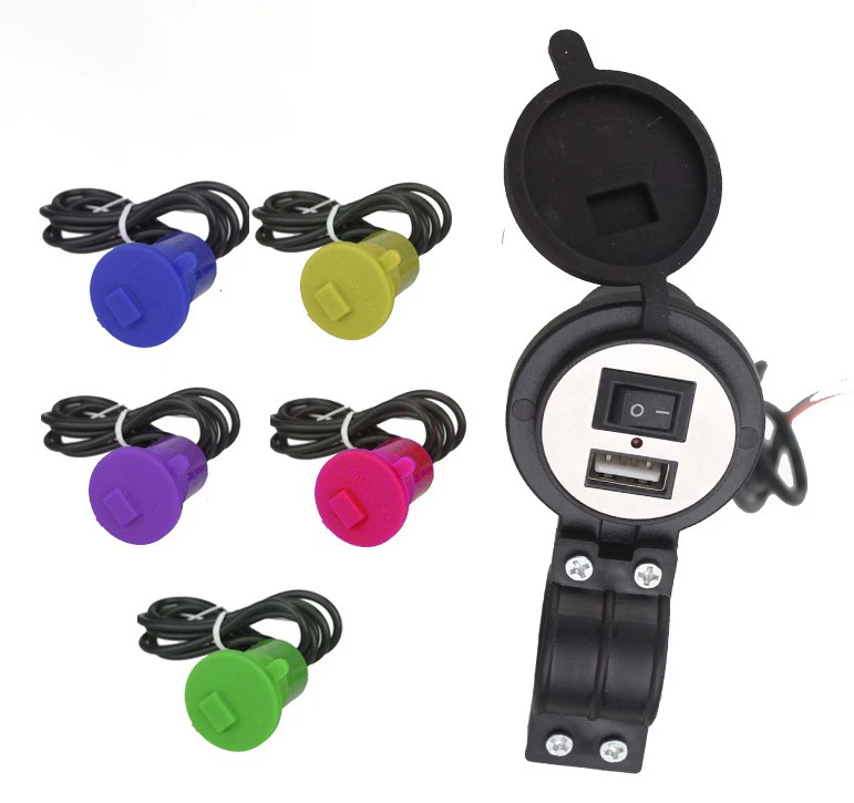 Motorcycle USB car charger with switch Electric scooter modified mobile phone usb charger waterproof 12V