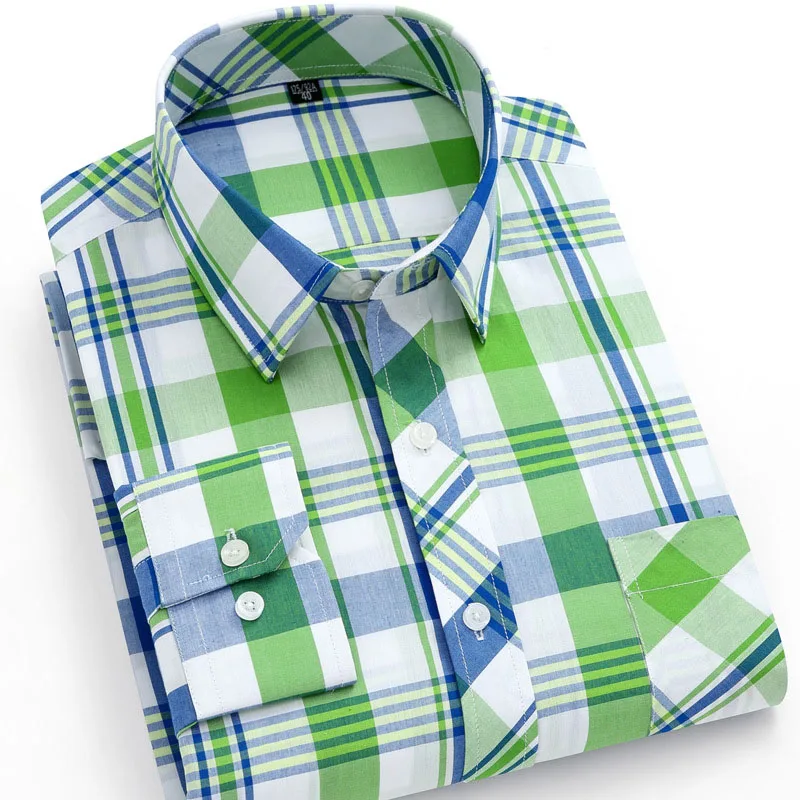 Middle-aged and elderly casual shirt with square collar New long-sleeved cotton plaid top Thin spring and summer floral shirts