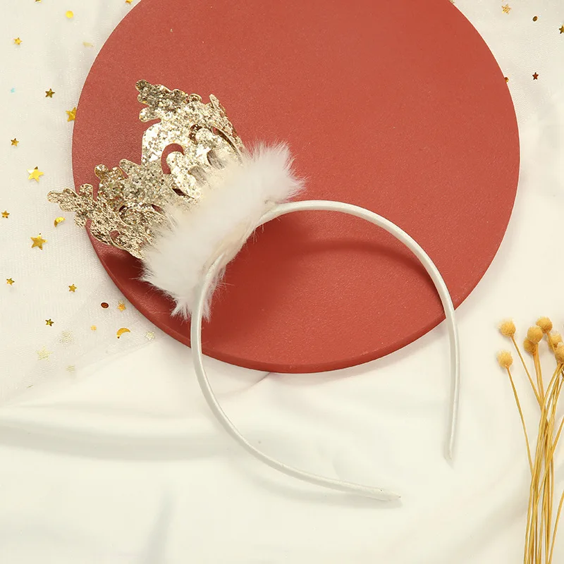 New sales girl accessories kids cute and versatile cartoon Headband for birthday party  crown with hairballs  Headband
