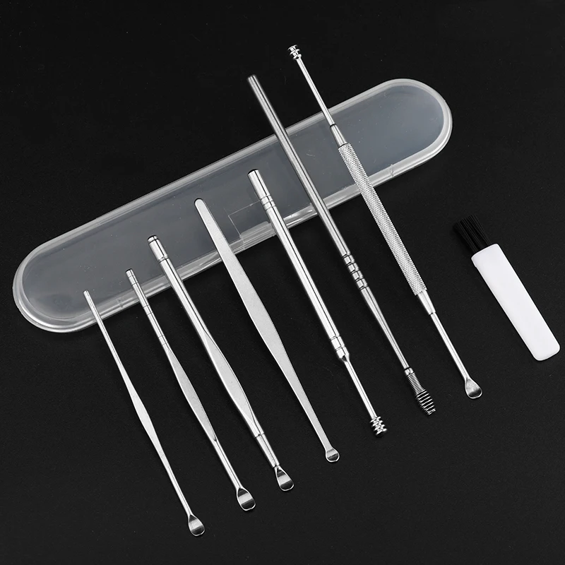 7pcs Stainless Steel Ear Pick Earwax Removal Set for Ear Ear cleaner with Plastic Case