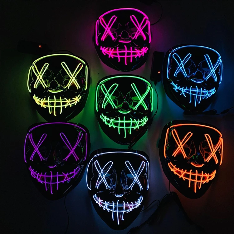 Led Halloween Mask Custom Light up Ghost Face Glow in Dark Party Favors Home Lights Decoration