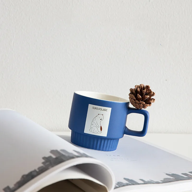 French ceramic animal coffee cup breakfast milk afternoon tea cup cute and high-end tabletop decoration