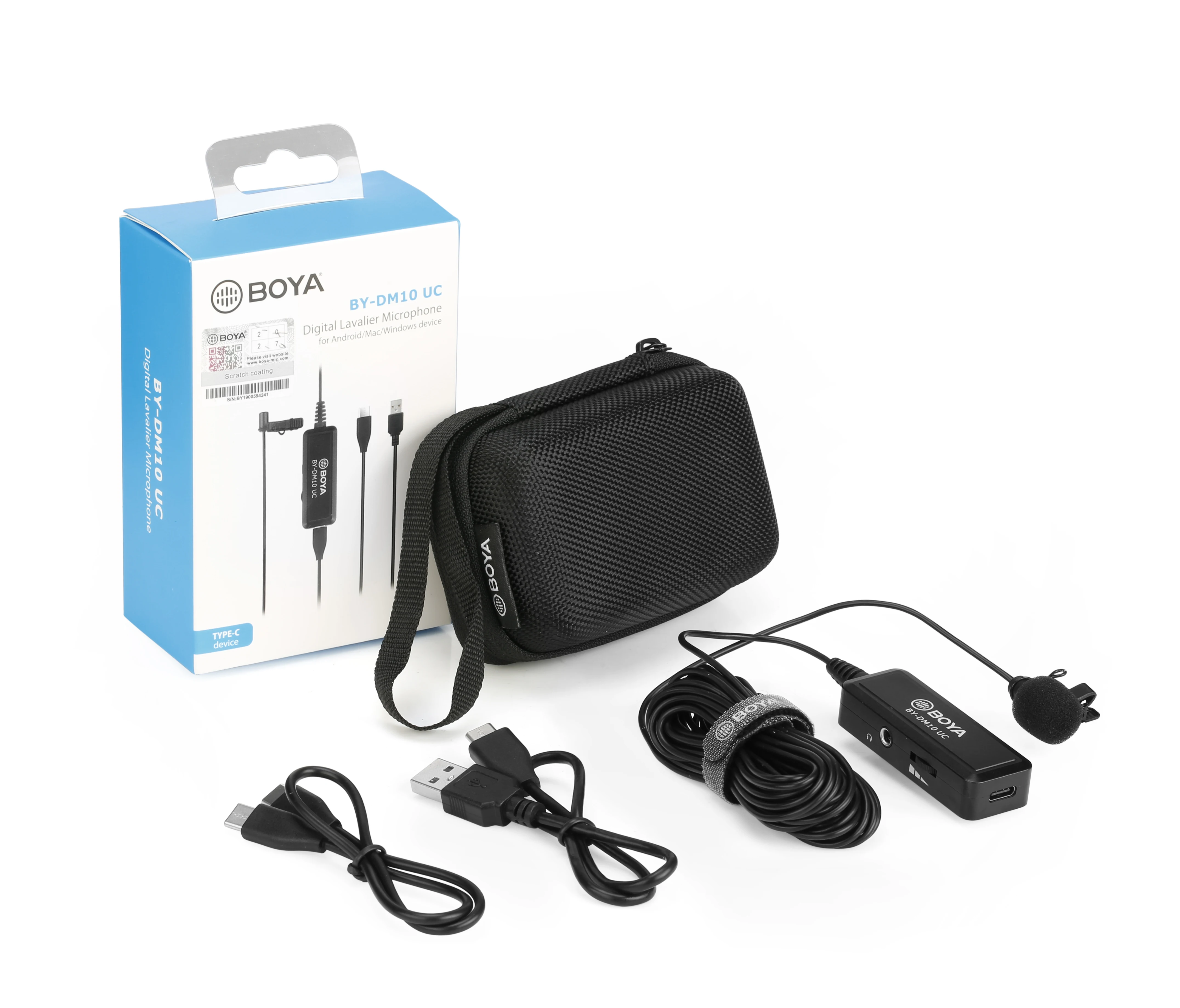 BOYA BY-DM10UC Portable Digital Omnidirectional Lavalier Lapel Microphone Wired USB-C Mic for Android Smartphones Tablets MAC PC