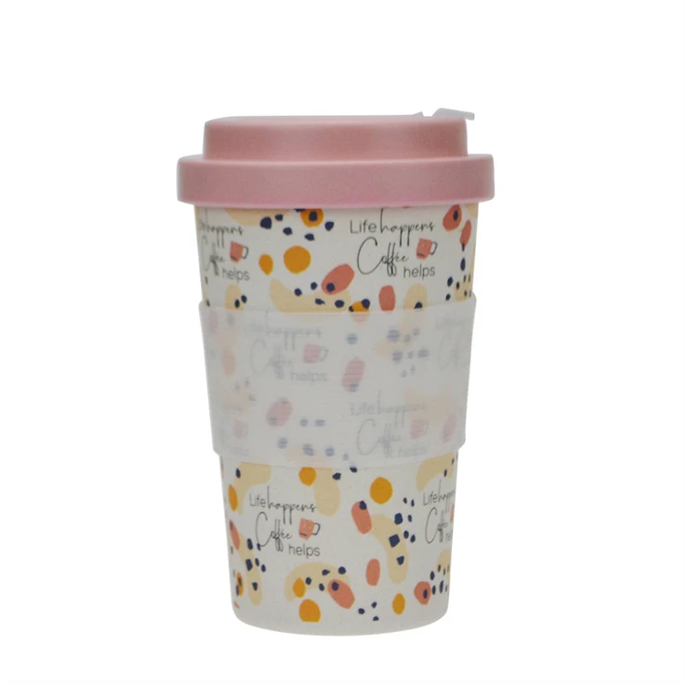 420ml PLA/bamboo fiber coffee cup milk teadrinking cup mug with lid